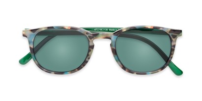 Folded of The Samber Reading Sunglasses in Tortoise/Green with Green Lenses