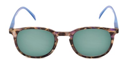 Front of The Samber Reading Sunglasses in Tortoise/Blue with Green Lenses