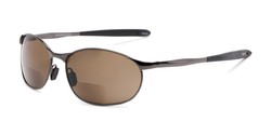 Angle of The Sean Bifocal Reading Sunglasses in Glossy Grey with Amber, Women's and Men's Sport & Wrap-Around Reading Sunglasses