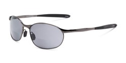 Angle of The Sean Bifocal Reading Sunglasses in Glossy Grey with Smoke, Women's and Men's Sport & Wrap-Around Reading Sunglasses