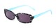Angle of The Shandy Reading Sunglasses in Black Tortoise/Blue with Smoke, Women's Rectangle Reading Sunglasses
