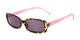 Angle of The Shandy Reading Sunglasses in Brown Tortoise/Pink with Smoke, Women's Rectangle Reading Sunglasses