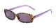 Angle of The Shandy Reading Sunglasses in Brown Tortoise/Purple with Smoke, Women's Rectangle Reading Sunglasses