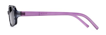 Side of The Shandy Reading Sunglasses in Black Tortoise/Purple with Smoke