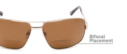 Detail of The Sherlock Polarized Bifocal Reading Sunglasses in Gold with Amber