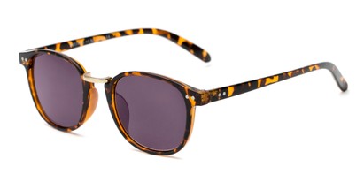 Angle of The Silas Reading Sunglasses in Tortoise with Smoke, Women's and Men's Round Reading Sunglasses