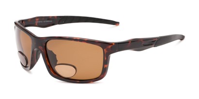 Angle of The Skipper Polarized Bifocal Reading Sunglasses in Tortoise with Amber, Women's and Men's Sport & Wrap-Around Reading Sunglasses