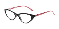 Angle of The Snowflake in Black/Red, Women's Cat Eye Reading Glasses
