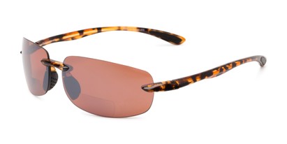 Angle of The Solar Bifocal Driving Reader in Tortoise with Amber, Women's and Men's Sport & Wrap-Around Reading Sunglasses