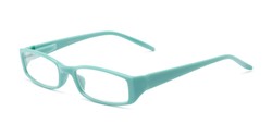 Angle of The Sophie in Teal, Women's Rectangle Reading Glasses