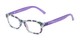 Angle of The Sprinkle in Mint/Purple Floral, Women's Rectangle Reading Glasses