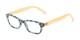 Angle of The Sprinkle in Teal/Orange Floral, Women's Rectangle Reading Glasses