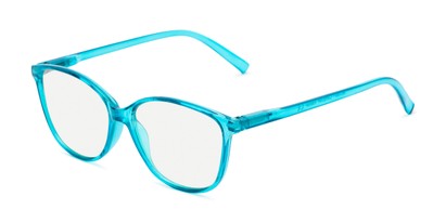 Angle of The Strawberry Computer Reader in Blue, Women's Cat Eye Reading Glasses
