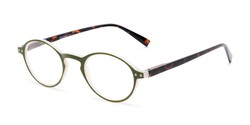 Angle of The Studio in Dark Green and Tortoise, Women's and Men's Round Reading Glasses