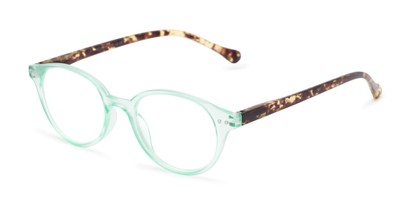 Angle of The Sundae in Matte Green and Tortoise, Women's and Men's Round Reading Glasses