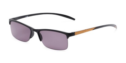 Angle of The Surf Reading Sunglasses in Black/Gold with Smoke, Women's and Men's Browline Reading Sunglasses