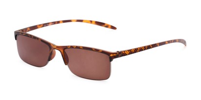 Angle of The Surf Reading Sunglasses in Tortoise with Amber, Women's and Men's Browline Reading Sunglasses