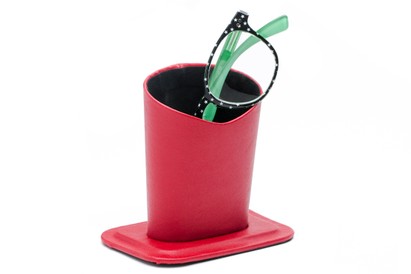 Detail of Table Top Reading Glasses Holder in Red