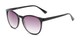 Angle of The Teagan Multifocal Reading Sunglasses in Black with Smoke, Women's Round Reading Sunglasses