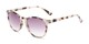Angle of The Teagan Multifocal Reading Sunglasses in Light Tortoise with Smoke, Women's Round Reading Sunglasses