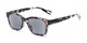 Angle of The Topaz Reading Sunglasses in Blue/Brown with Smoke, Women's and Men's Retro Square Reading Sunglasses