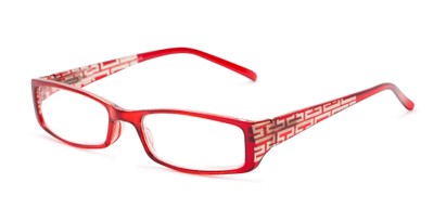Angle of The Trisha in Dark Red, Women's Rectangle Reading Glasses