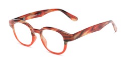Angle of The Tweed in Red Horn Fade, Women's and Men's Round Reading Glasses