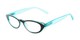 Angle of The Velveteen in Black/Aqua Blue, Women's Cat Eye Reading Glasses
