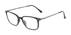 Angle of The Wetherford Bifocal in Black/Grey, Women's and Men's Retro Square Reading Glasses