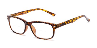 Angle of The Williamsburg Bifocal in Yellow Tortoise, Women's and Men's Retro Square Reading Glasses