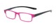 Angle of The Winnie Hanging Reader in Pink/Black, Women's and Men's Rectangle Reading Glasses