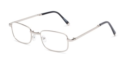 Angle of The Wolfe Folding Reader in Silver, Women's and Men's Rectangle Reading Glasses