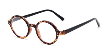Angle of The Bookworm in Brown Tortoise/Black, Women's and Men's Round Reading Glasses