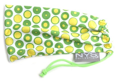 Angle of The Polka Dot Glasses Pouch in Green and Yellow, Women's and Men's  