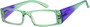 Angle of The Ruby in Green/Purple Fade, Women's Rectangle Reading Glasses