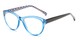 Angle of The Millicent in Light Blue/Black Stripes, Women's Cat Eye Reading Glasses