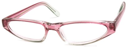 Angle of The Aileen in Pink and Green, Women's Cat Eye Reading Glasses