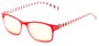 Angle of The Milwaukee Unmagnified Computer Glasses in Red Stripes with Yellow, Women's and Men's Rectangle Reading Glasses