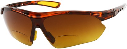 Angle of The Outback Driving Bifocal Reading Sunglasses in Tortoise/Yellow with Amber, Women's and Men's Sport & Wrap-Around Reading Sunglasses