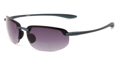 Angle of The Jack Bifocal Reading Sunglasses in Blue with Smoke, Women's and Men's Sport & Wrap-Around Reading Sunglasses
