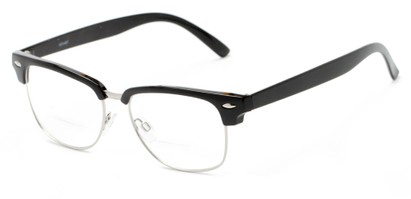 Angle of The York Bifocal in Black and Silver, Women's and Men's Browline Reading Glasses