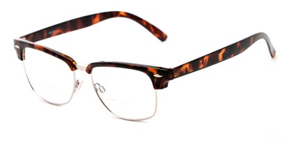 Angle of The York Bifocal in Tortoise and Gold, Women's and Men's Browline Reading Glasses