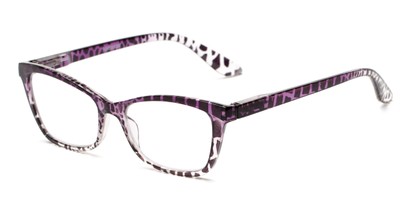 Angle of The Zelda in Purple/Brown Leopard, Women's Cat Eye Reading Glasses