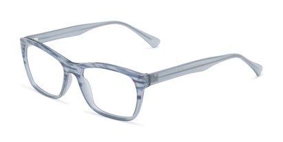 Angle of The Zinnia Customizable Reader in Blue/Blue Stripes, Women's Cat Eye Reading Glasses