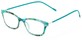 Angle of The Clementine Flexible Reader in Blue Paisley, Women's Rectangle Reading Glasses
