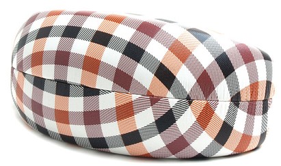 Angle of Extra Large Plaid Reading Glasses Case in Orange/Red/Black, Women's and Men's  Hard Cases