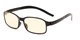 Angle of The Bogart Unmagnified Computer Glasses in Glossy Black with Yellow, Women's and Men's Rectangle Reading Glasses