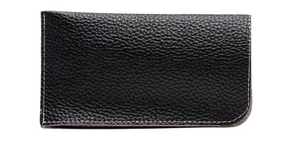 Angle of Faux Leather Expandable Glasses Pouch in Black, Women's and Men's  Soft Cases / Pouches