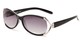 Angle of The Claire Reading Sunglasses in Black/Silver with Smoke, Women's Oval Reading Sunglasses