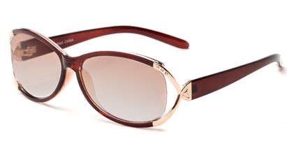Angle of The Claire Reading Sunglasses in Brown/Gold with Amber, Women's Oval Reading Sunglasses